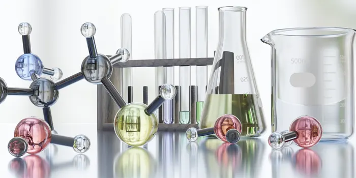 化学薬品とフラスコ