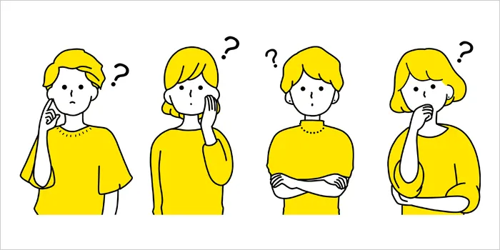疑問を浮かべている女性のイラスト