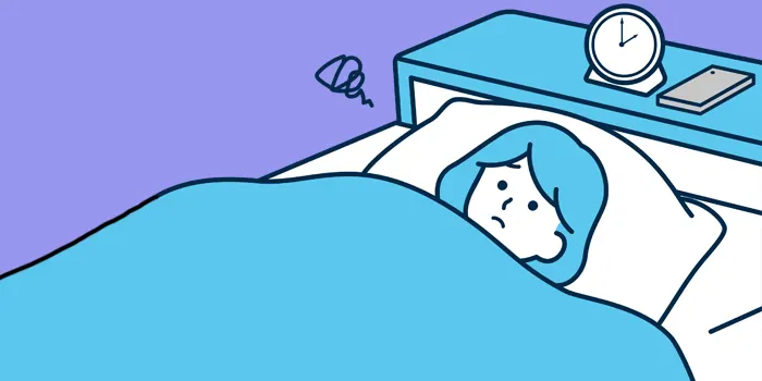 深夜に体調を崩す女性のイラスト