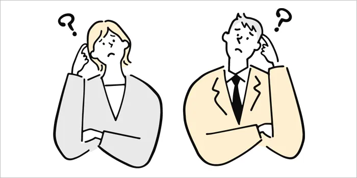 疑問を抱く男女のイラスト