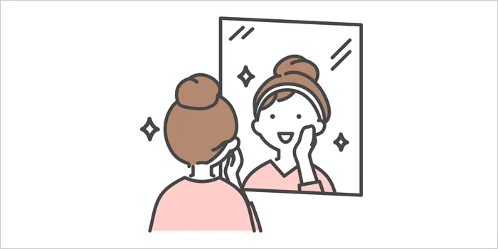 鏡を見ている女性のイラスト