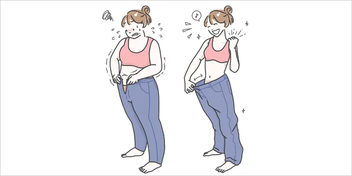 ダイエットしている女性のイラスト
