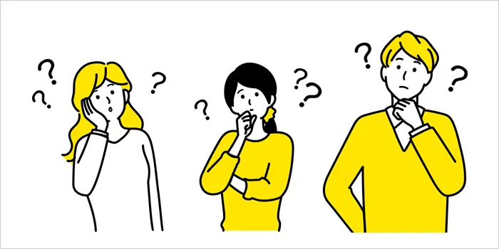 疑問を浮かべている男女のイラスト