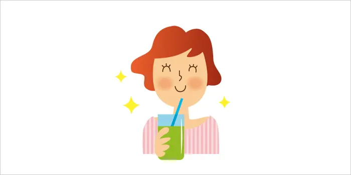 青汁を飲んでいる女性のイラスト