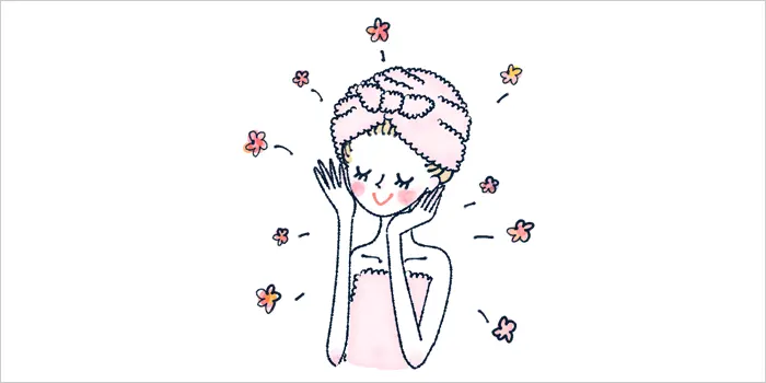 スキンケアをしている女性のイラスト