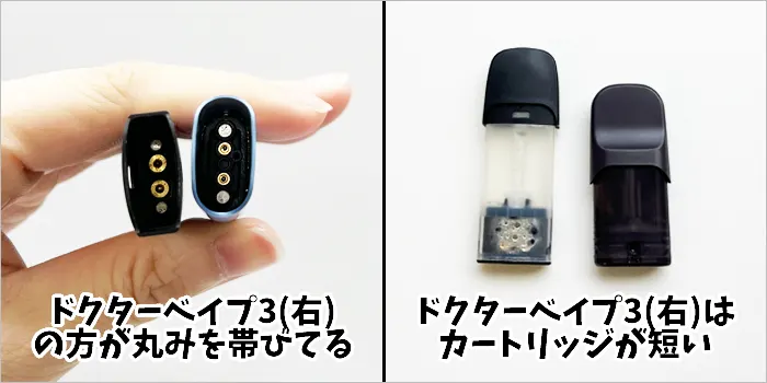 ドクターベイプ2とドクターベイプ3のカートリッジ挿入部