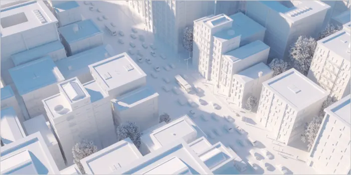 真上から見たビル街