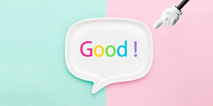 プレートに書かれたグッドの文字