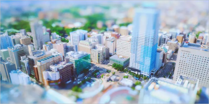 ミニチュア風のビル街