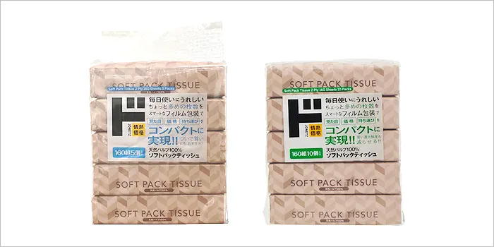 情熱価格 天然パルプ100% ソフトパックティッシュ