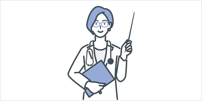 解説している女医のイラスト