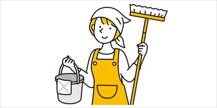 掃除している女性のイラスト